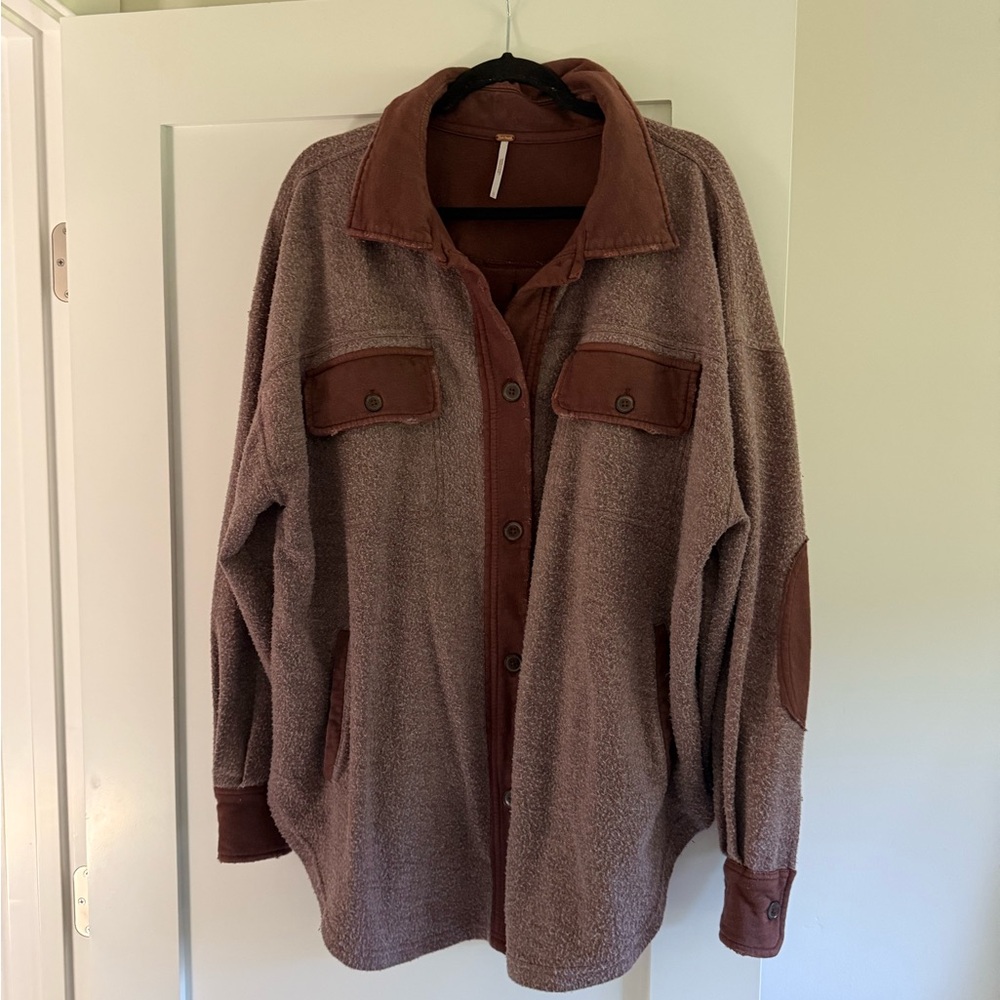 Free People Ruby Fleece Shacket in Maroon